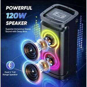 GCZ Outdoor Party Bluetooth Speaker 120W Deep Bass Party‎ Lights and Karaoke Mic